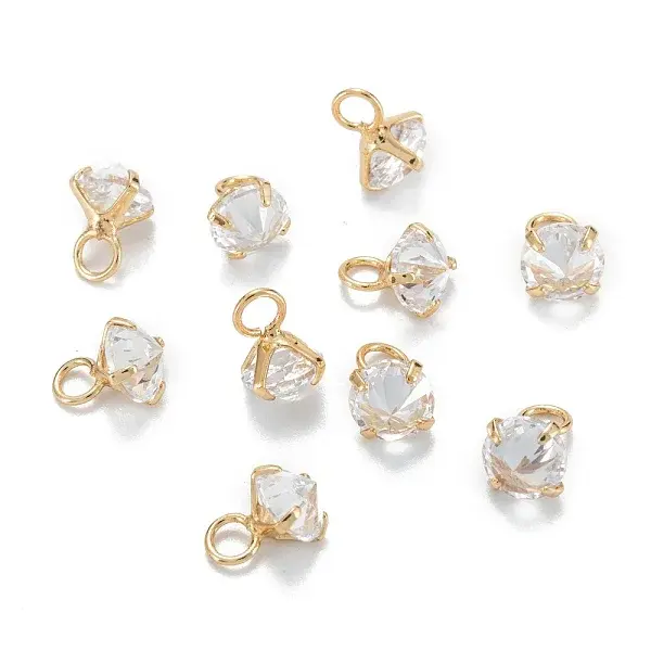 Brass Clear Cubic Zirconia Charms