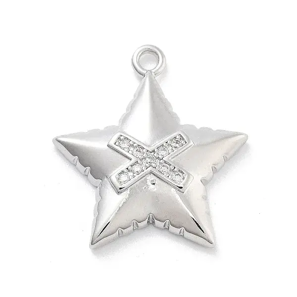 Brass Micro Pave Clear Cubic Zirconia Pendants