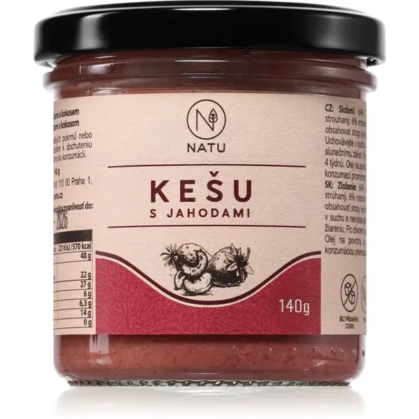 NATU Kešu krém s jahodami ořechová pomazánka 140 g