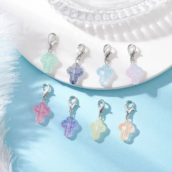 Transparent Glass Cross Pendant Decorations