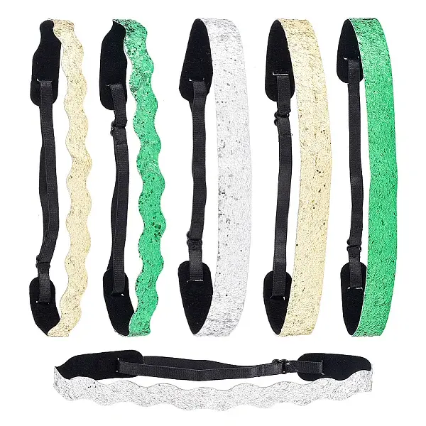 6Pcs 6 Colors Glitter Cloth Hair Bands