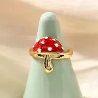 Brass Enemel Adjustable Open Cuff Rings for Women