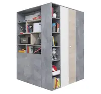 Velká šatní skříň omega - bílá/dub/beton