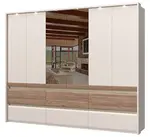 Šestidveřová šatní skříň se 2 zrcadly a led osvětlením artemisia - dub
