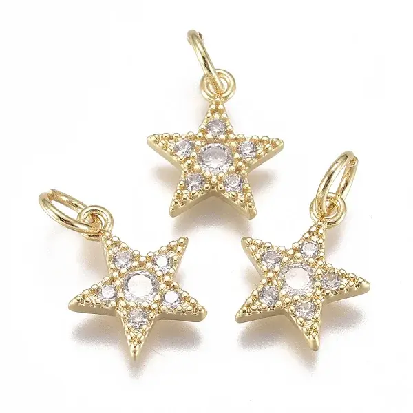 Brass Micro Pave Cubic Zirconia Charms