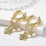Brass Micro Pave Clear Cubic Zirconia Huggie Hoop Earrings