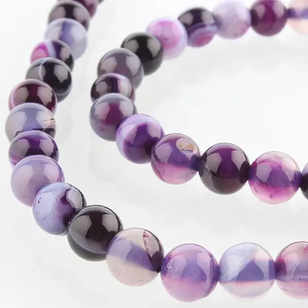 Natural Striped Agate/Banded Agate Round Bead Strands