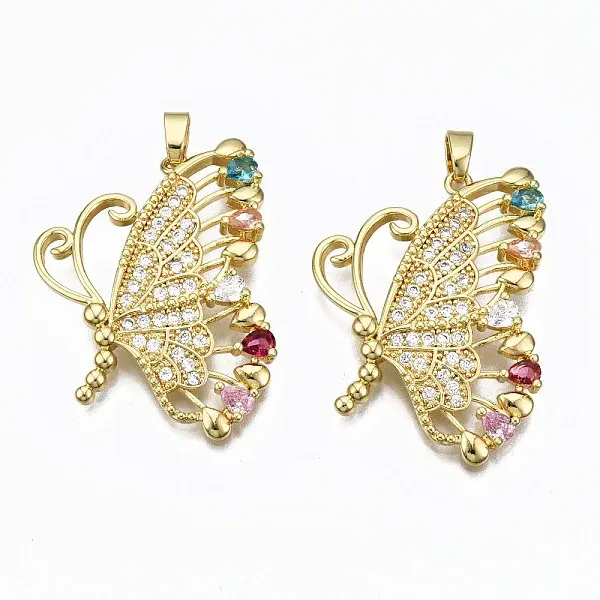Brass Micro Pave Cubic Zirconia Pendants