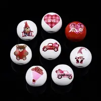 Valentine's Day Theme Printed Wooden Beads