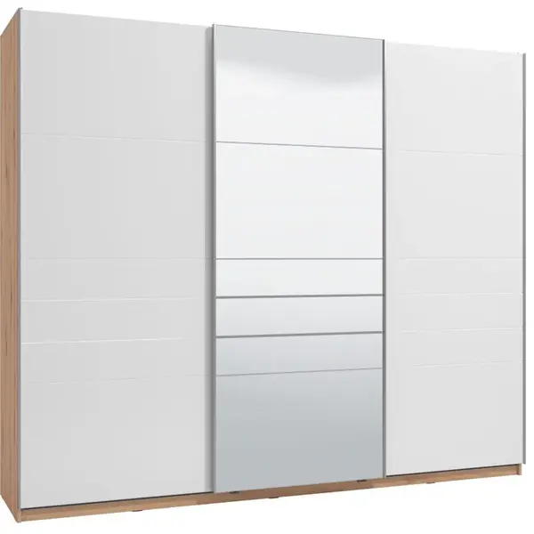 Třídveřová posuvná skříň se zrcadlem auri 270 - dub artisan/bílá