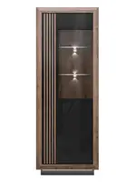 Vysoká vitrína pravá glory - černá/dub/lesk