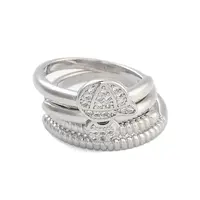 Brass Micro Pave Cubic Zirconia Boy Open Cuff Rings Set for Women