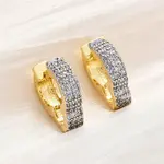 Brass Micro Pave Clear Cubic Zirconia Hoop Earrings