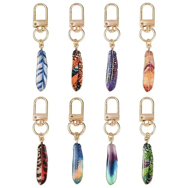 8Pcs 8 Styles Alloy Enamel Pendants Decorations