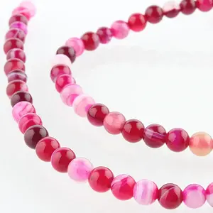 Natural Striped Agate/Banded Agate Round Bead Strands