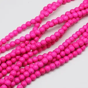 1 Strand Dyed Fuchsia Round Synthetic Turquoise Beads Strands