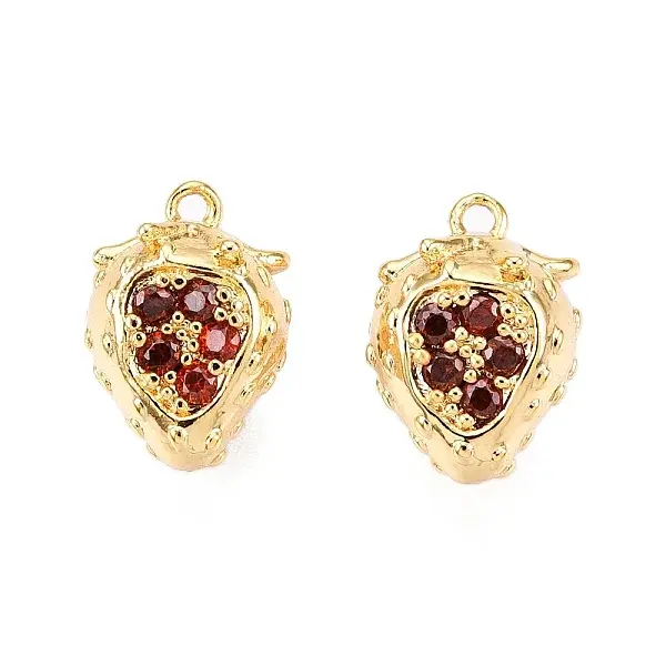 Brass Micro Pave Clear Cubic Zirconia Charms