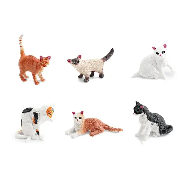 6Pcs Plastic Cat Miniature Ornaments