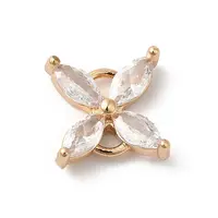 Brass Pave Clear Glass Connector Charms