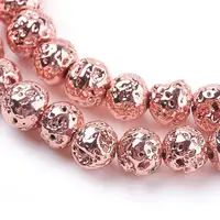 Electroplated Natural Lava Rock Bead Strands