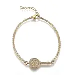 Brass Micro Pave Clear Cubic Zirconia Link Bracelets