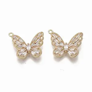 Brass Micro Pave Cubic Zirconia Pendants