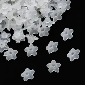 Transparent Frosted Acrylic Flower Beads