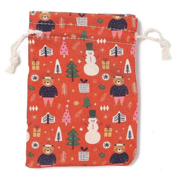 Christmas Theme Cloth Printed Storage Bags