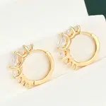 Brass Clear Cubic Zirconia Hoop Earrings