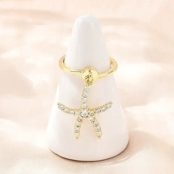 Brass Micro Pave Cubic Zirconia Finger Rings