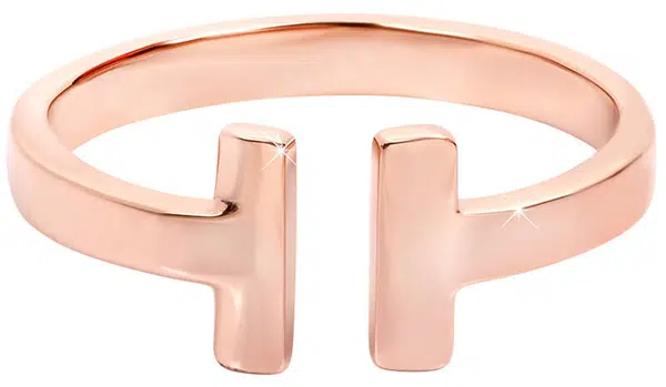Troli Otevřený růžově pozlacený prsten z oceli 52 mm
