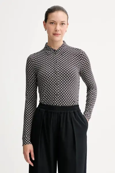 Košile Marc O'Polo dámská, černá barva, regular, s klasickým límcem, 508226452319