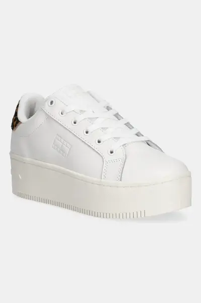 Tommy Jeans Kožené tenisky Tommy Jeans TJW FLATFORM LEOPARD SNEAKER