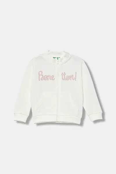 Dětská bavlněná mikina United Colors of Benetton bílá barva, vzorovaná, 3J70G503U