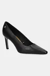 Tommy Hilfiger Kožené lodičky Tommy Hilfiger TH LOGO LEATHER PUMP SLANTED HL