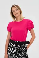 Marisse Fuchsia Blouse With Puffed Sleeves