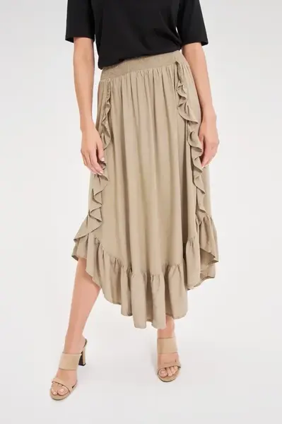Marisse Olive Ruffle Skirt