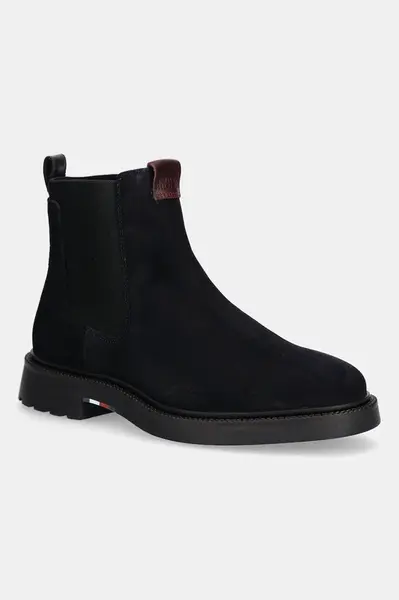 Semišové kotníkové boty Tommy Hilfiger COMFORT LWT SDE CHELSEA pánské, tmavomodrá barva, FM0FM05592