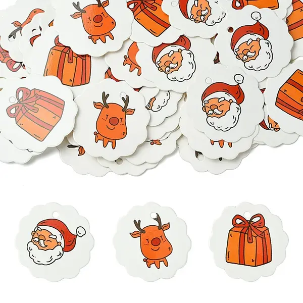 100Pcs Christmas Theme Paper Printed Gift Tags