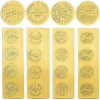 40 Sheets 4 Styles Plastic Self Adhesive Gold Foil Embossed Stickers