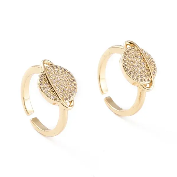 Brass Micro Pave Clear Cubic Zirconia Cuff Rings