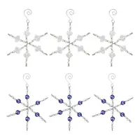6Pcs 2 Styles Snowflake Glass Pendant Decoration