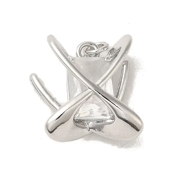 Brass Micro Pave Clear Cubic Zirconia Pendants