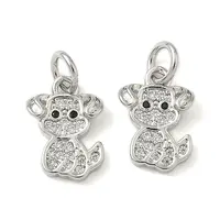 Brass Micro Pave Clear Cubic Zirconia Pendants