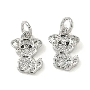 Brass Micro Pave Clear Cubic Zirconia Pendants