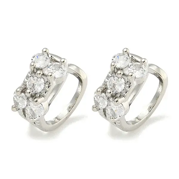 Brass Micro Pave Cubic Zirconia Cuff Earrings