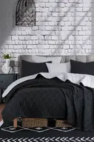 Prikrývka 200x220 + 2 vankúše alcea - čierná, bielá