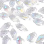 Electroplate Transparent Glass Faceted Teardrop Beads