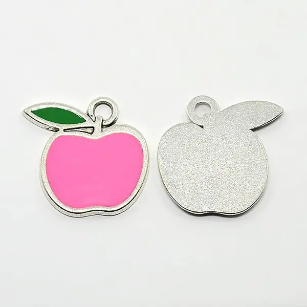 Apple Antique Silver Tone Alloy Enamel Pendants