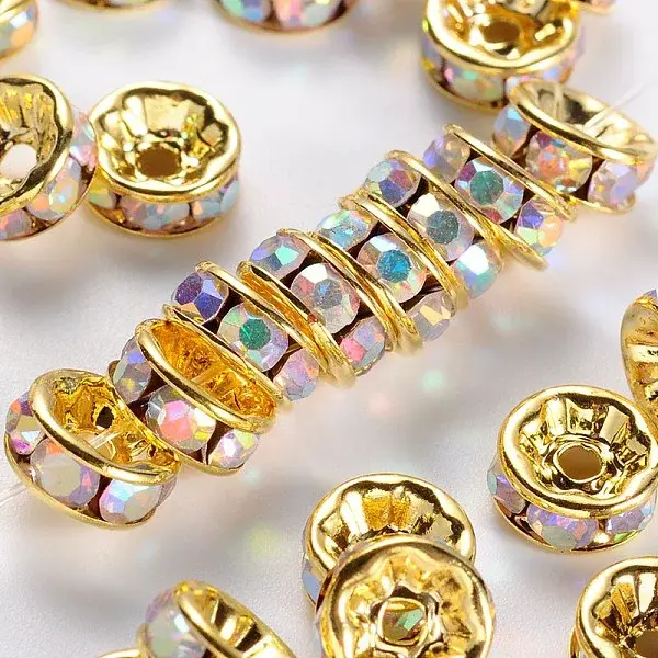 Brass Grade A Rhinestone Spacer Beads